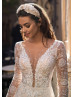 Beaded Lace Tulle V Back Sexy Sparkling Wedding Dress